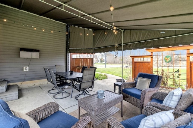 view of patio / terrace with outdoor lounge area and outdoor dining space