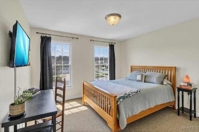 bedroom featuring baseboards and carpet