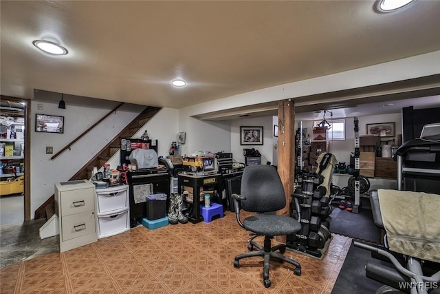 interior space with recessed lighting