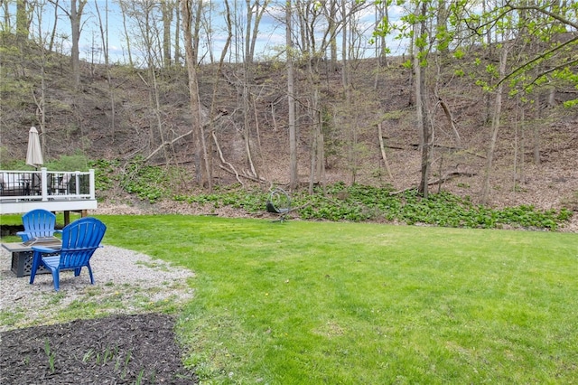 view of yard featuring a deck