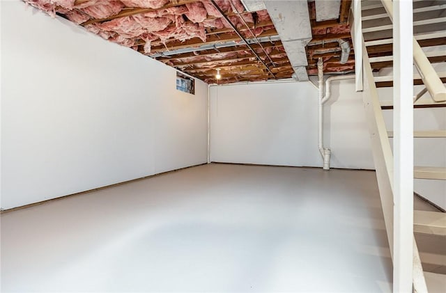 view of unfinished basement