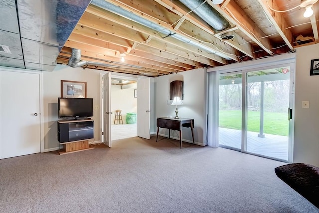 basement with carpet floors