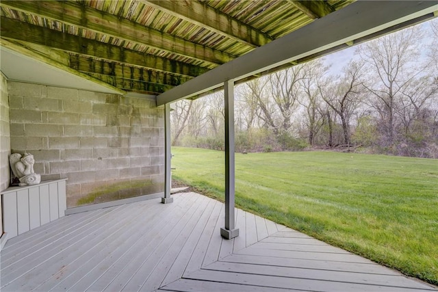 wooden deck with a yard