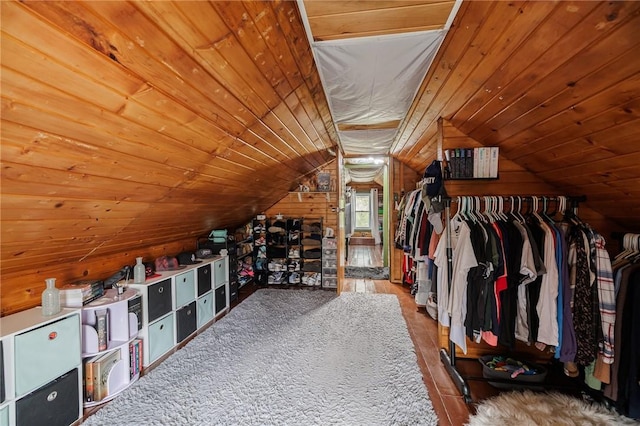spacious closet with vaulted ceiling