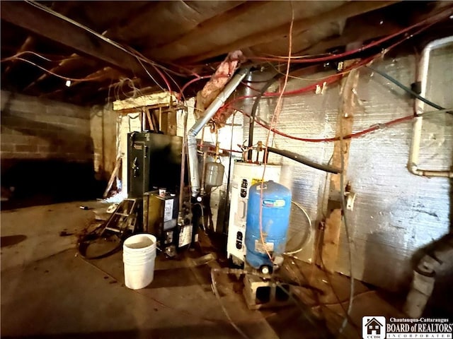 utility room with water heater