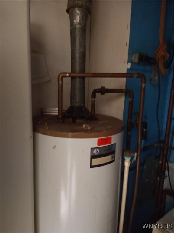 utility room featuring water heater