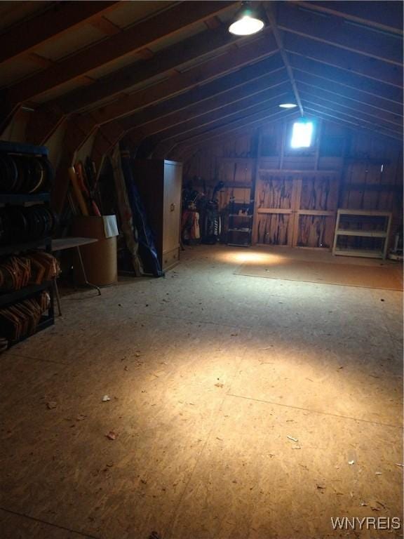 view of unfinished attic