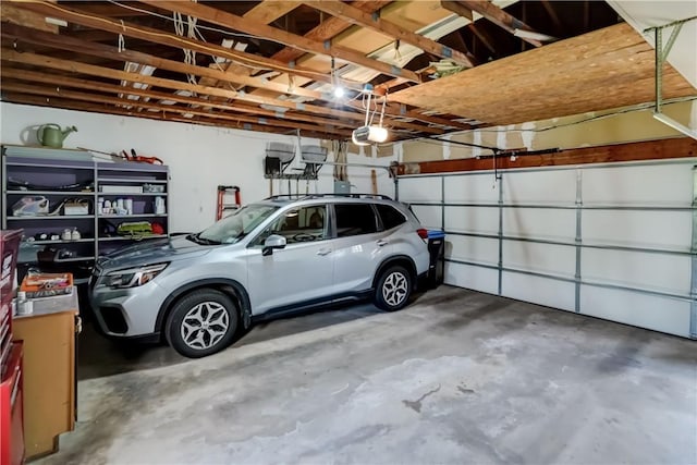 garage with a garage door opener
