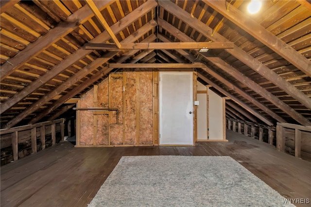 view of unfinished attic