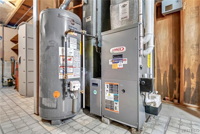 utilities with heating unit and water heater