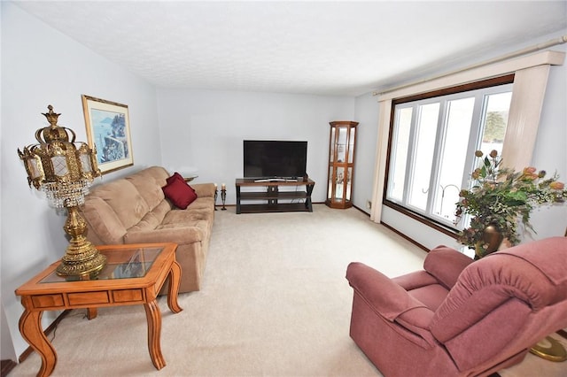 living room with light carpet