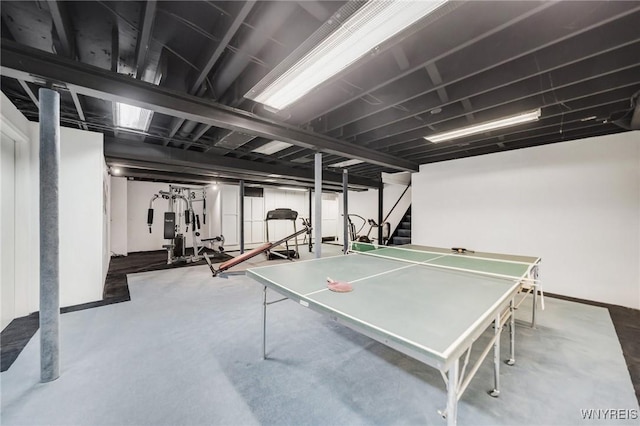 playroom with concrete floors