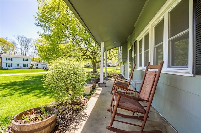 view of patio featuring a porch