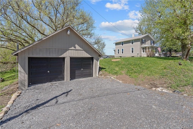 view of detached garage