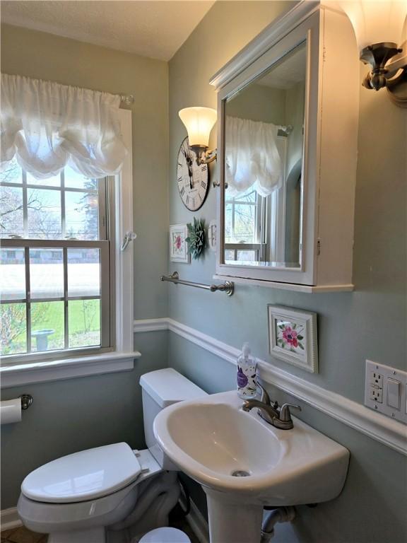bathroom featuring a healthy amount of sunlight and toilet