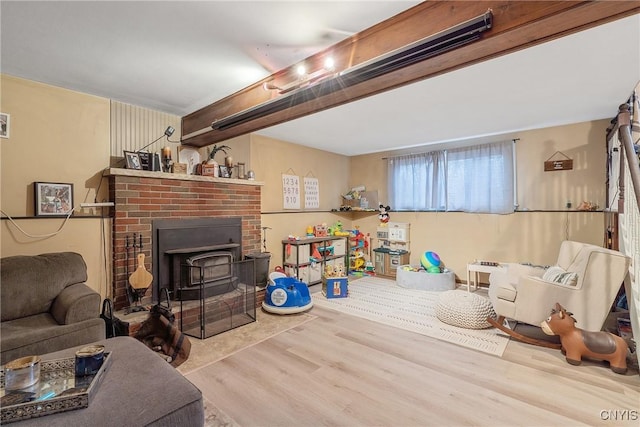 living area with wood finished floors