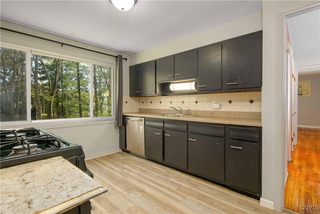 216 Pine Grove St, Syracuse, NY 13210 - kitchen featuring a sink, backsplash, dishwasher, and light countertops