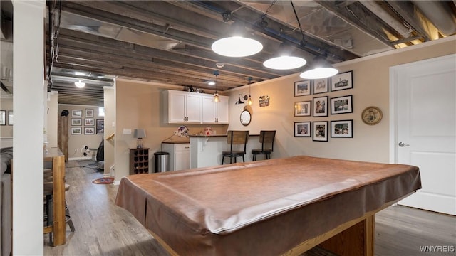 game room with billiards and wood finished floors