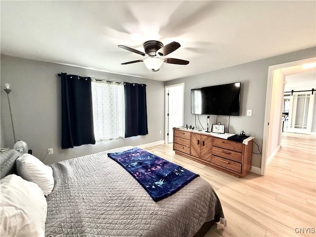 28053 Boat Launch Rd, Lyme, NY 13622 - bedroom with a ceiling fan, baseboards, and light wood-style floors