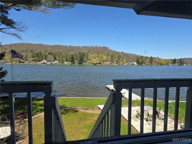 view of water feature featuring a view of trees