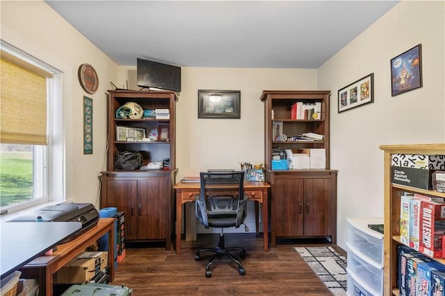 office with wood finished floors