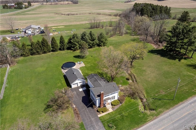 aerial view featuring a rural view