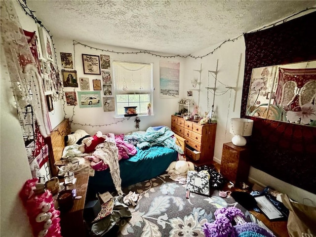bedroom with a textured ceiling