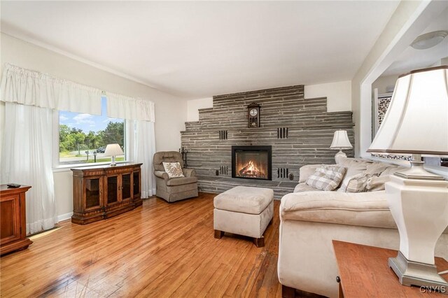 2203 State Route 90th Rd, Ledyard, NY 13026 - living room with light wood-style floors and a stone fireplace
