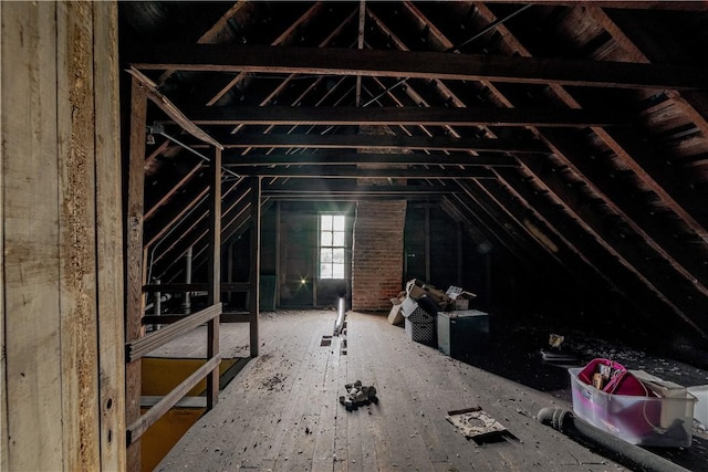 view of unfinished attic