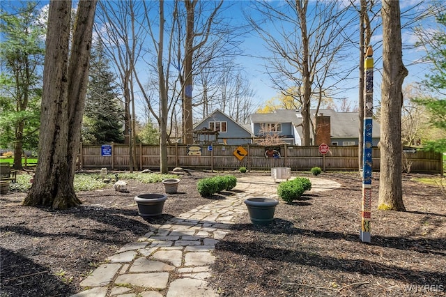 view of yard featuring fence
