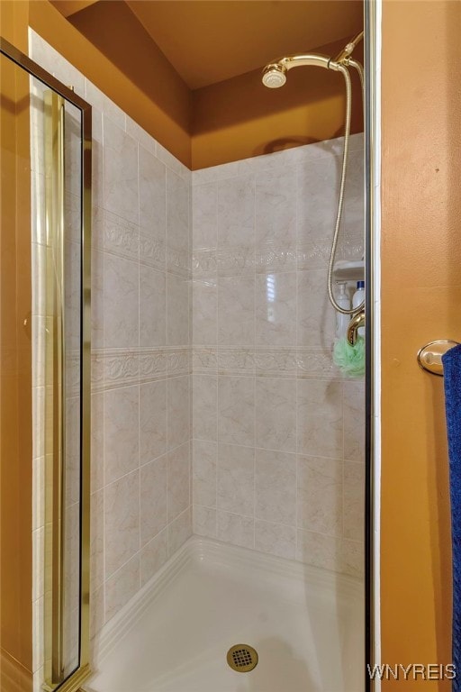bathroom featuring a shower stall