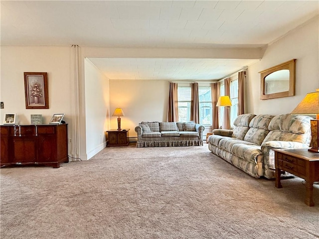 living area with carpet floors