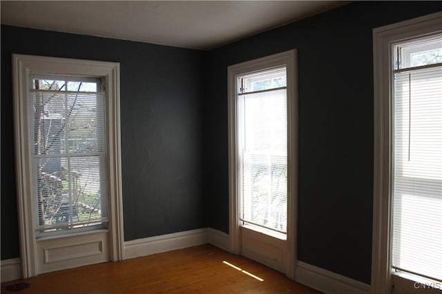 spare room with wood finished floors