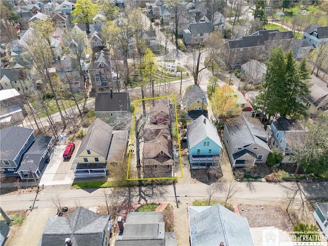 drone / aerial view with a residential view