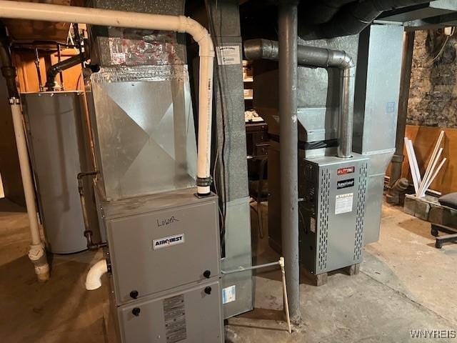 utilities with heating unit and gas water heater