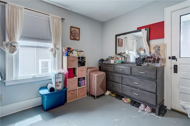 interior space with finished concrete flooring