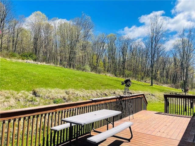 5291 Starr Rd, Thurston, NY 14821 - wooden deck featuring a yard