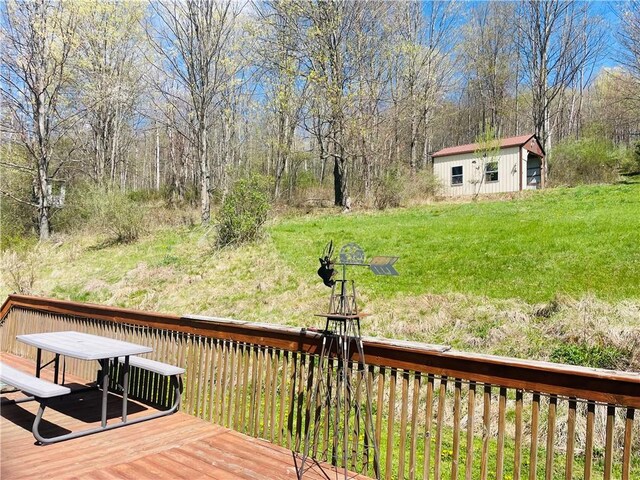 5291 Starr Rd, Thurston, NY 14821 - deck with a lawn and an outbuilding