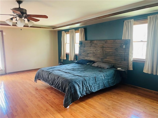 5291 Starr Rd, Thurston, NY 14821 - bedroom featuring baseboards, ceiling fan, and wood finished floors