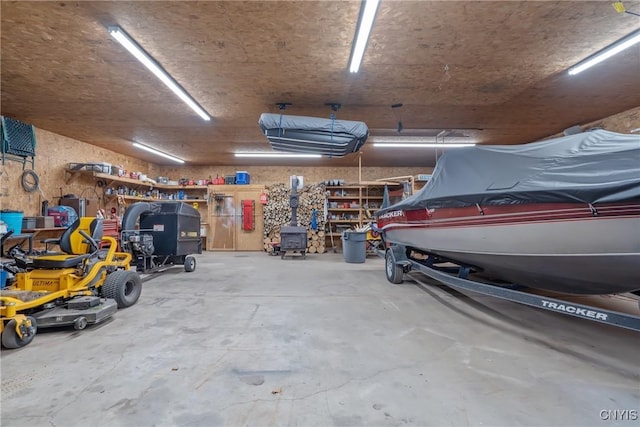 garage featuring a workshop area