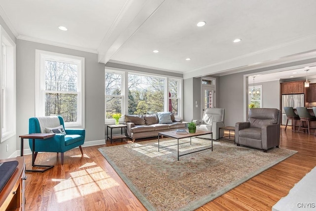 3830 Rippleton Rd, Cazenovia, NY 13035 - living room with ornamental molding, light wood finished floors, and a wealth of natural light