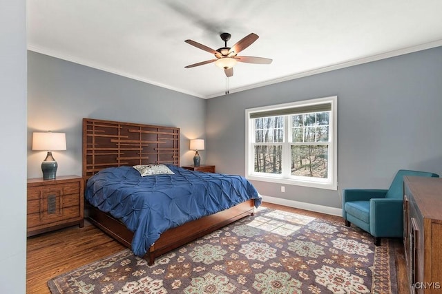 3830 Rippleton Rd, Cazenovia, NY 13035 - bedroom with crown molding, baseboards, ceiling fan, and wood finished floors