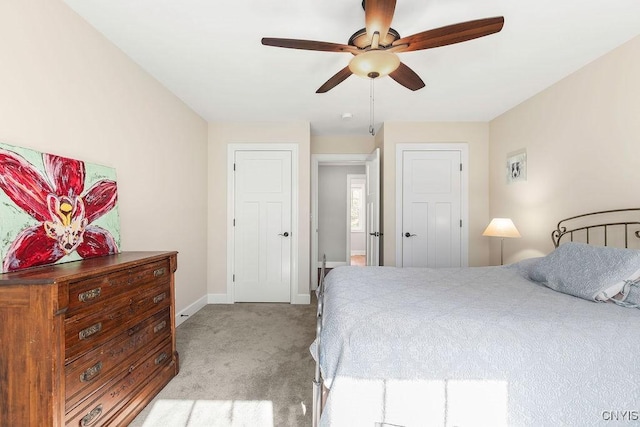 3830 Rippleton Rd, Cazenovia, NY 13035 - bedroom with light colored carpet, baseboards, and ceiling fan