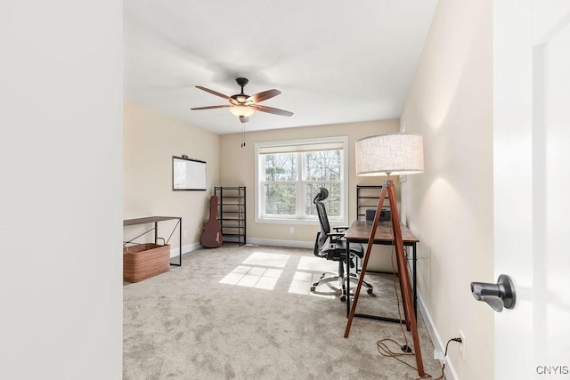 3830 Rippleton Rd, Cazenovia, NY 13035 - office featuring baseboards, carpet, and a ceiling fan