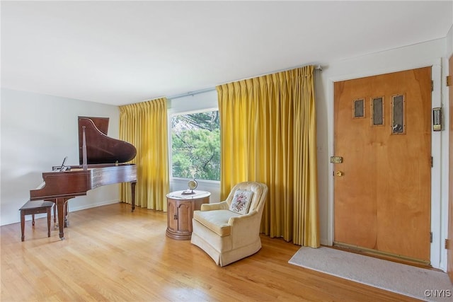 living area with wood finished floors