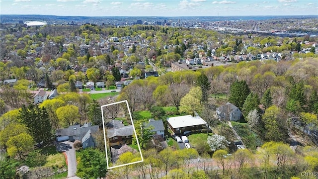 drone / aerial view with a residential view