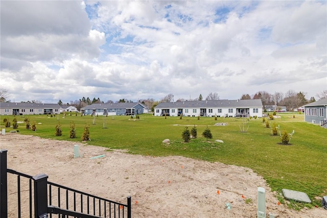 surrounding community with a yard and a residential view