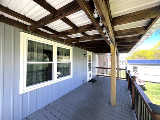 71 Redwing Ln, Horseheads, NY 14845 - wooden deck featuring an outbuilding