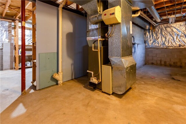 unfinished below grade area with heating unit