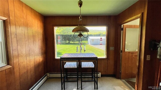 3319 Riverside Dr, Scio, NY 14895 - dining room featuring wooden walls